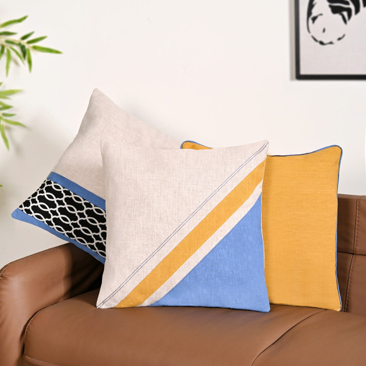 Coastal Contrast Cushion Cover Set Of 3 40x40cm Nestasia
