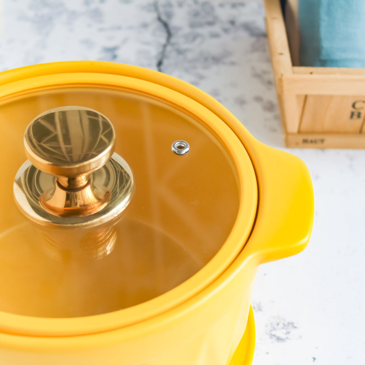 Cooking Pot with Lid Yellow Nestasia
