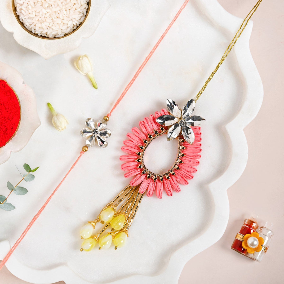 Coral Blossom Rakhi Lumba Gift Set Nestasia
