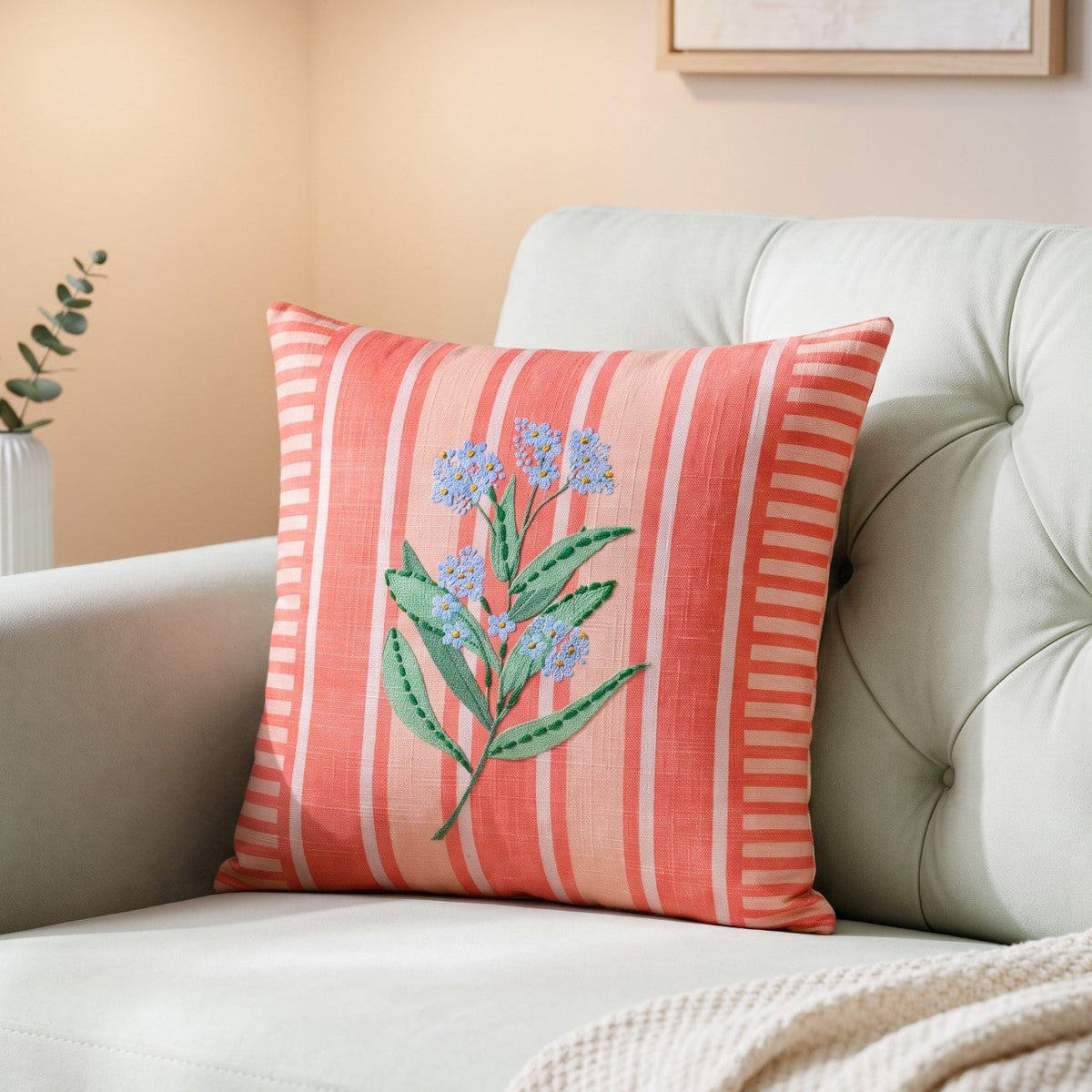 Coral Bloom Cotton Cushion Cover 46x46cm Nestasia