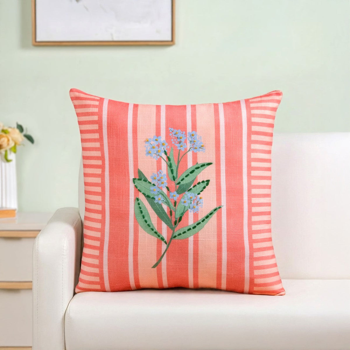 Coral Bloom Cotton Cushion Cover 46x46cm Nestasia