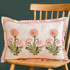 Coral Bloom Embroidered Cotton Cushion Cover 50x35cm Nestasia
