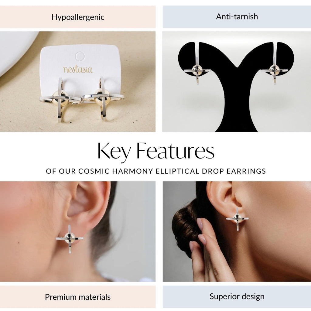 Cosmic Harmony Elliptical Drop Earrings Nestasia