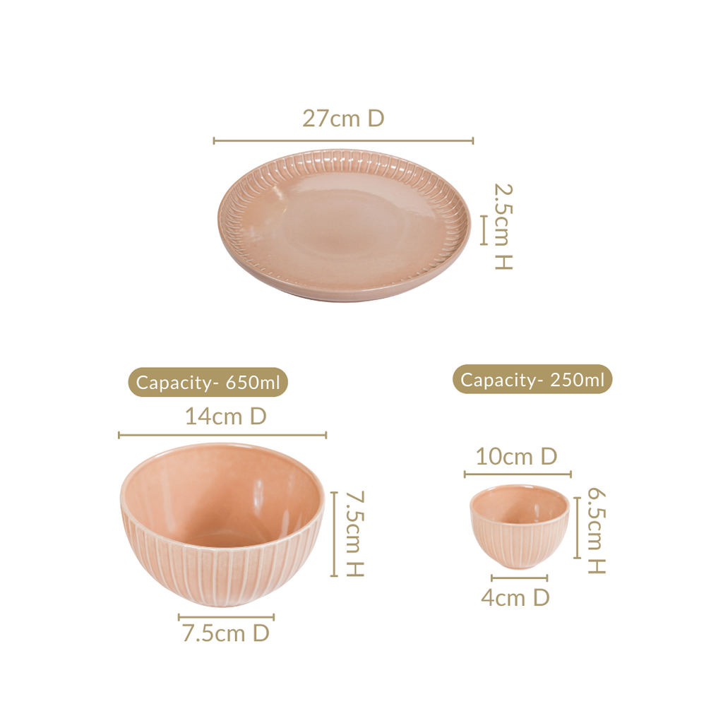 Costola Beige 16 Piece Ceramic Dinner Set For 6 Nestasia