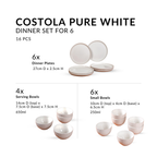 Costola Pure White 16 Piece Dinner Set For 6 Nestasia