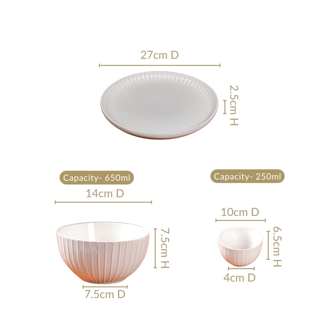 Costola Pure White 16 Piece Dinner Set For 6 Nestasia