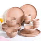 Costola Beige 16 Piece Ceramic Dinner Set For 6 Nestasia