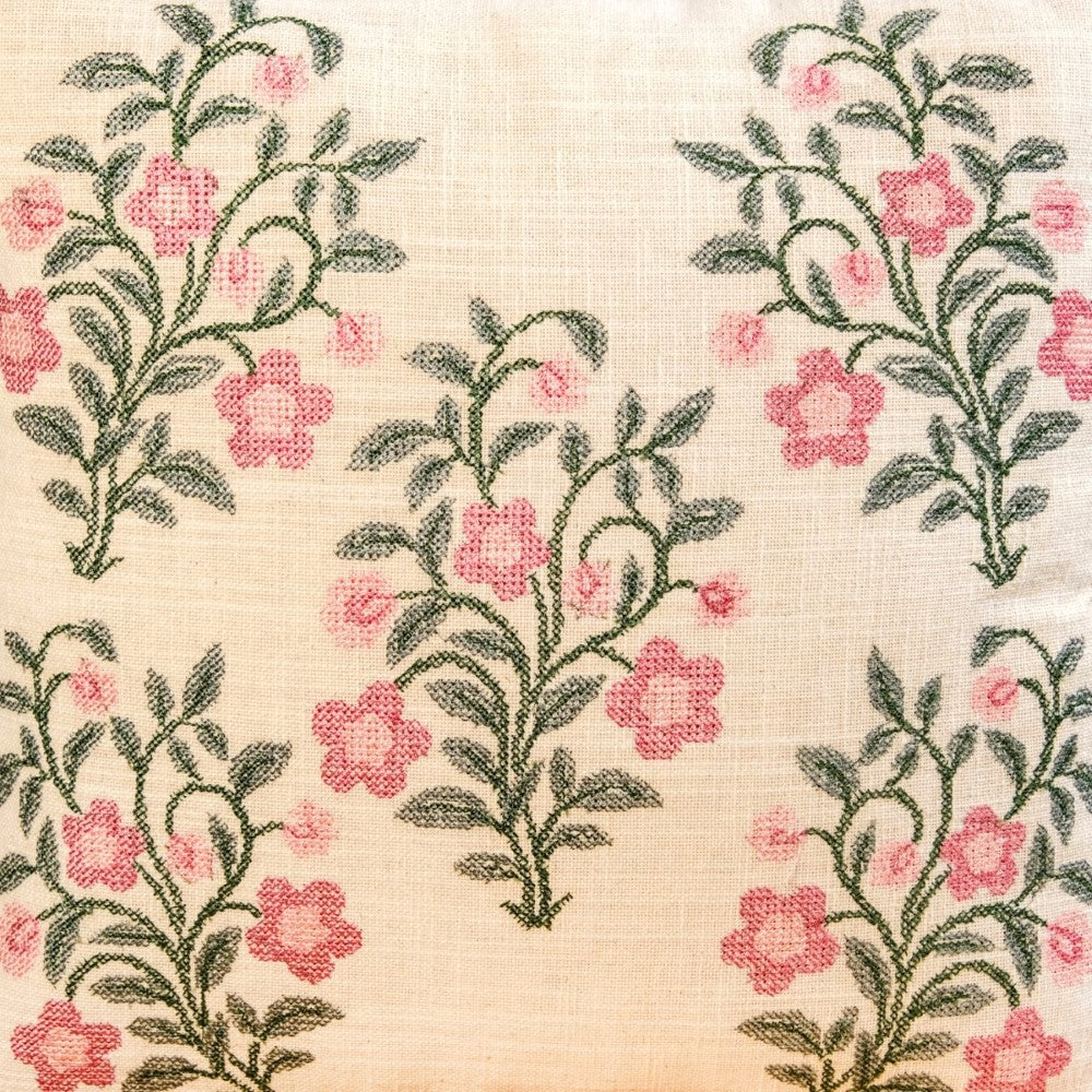 Cottagerose Cross Stitch Cotton Cushion Cover 40x40cm Nestasia