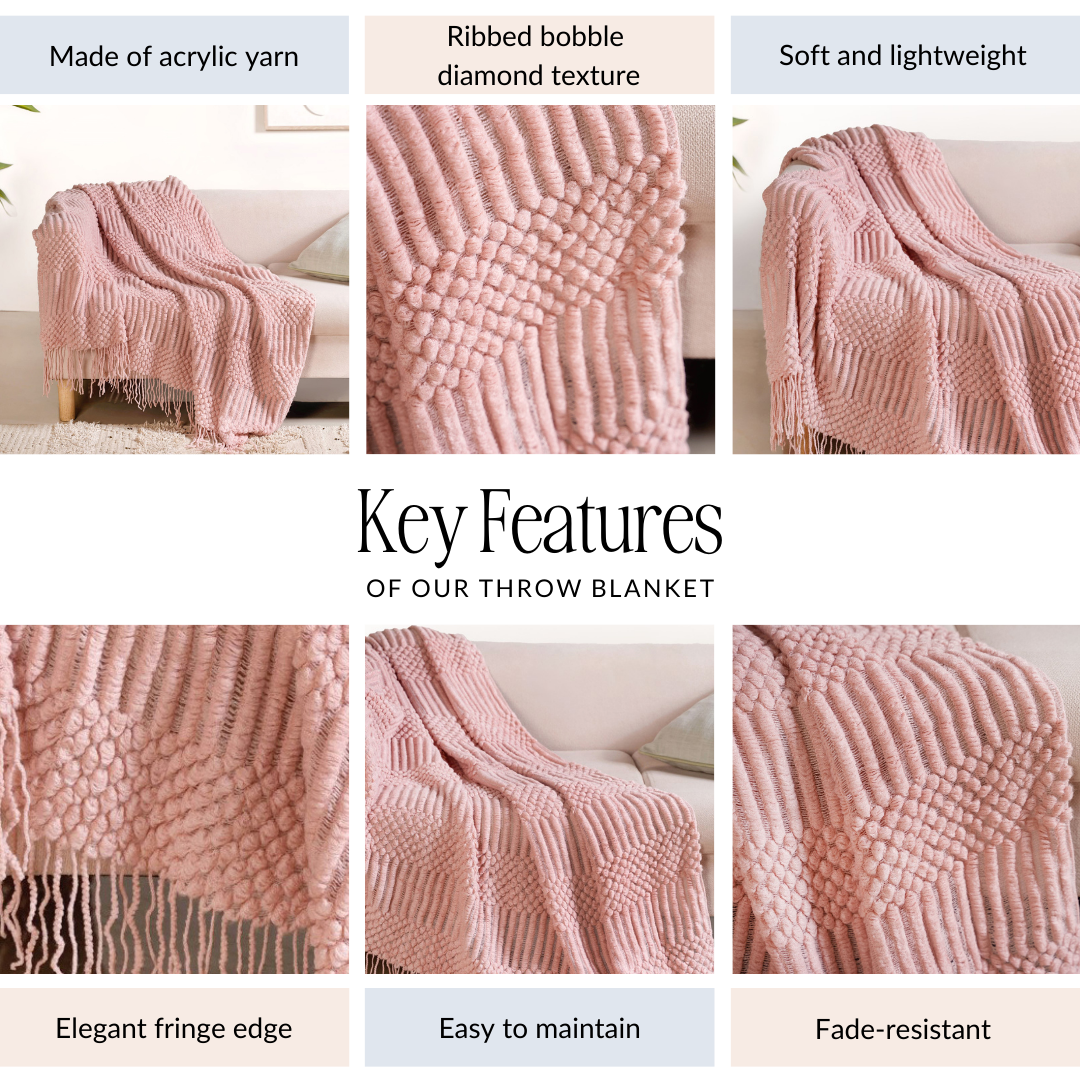 Textured Light Pink Throw Nestasia