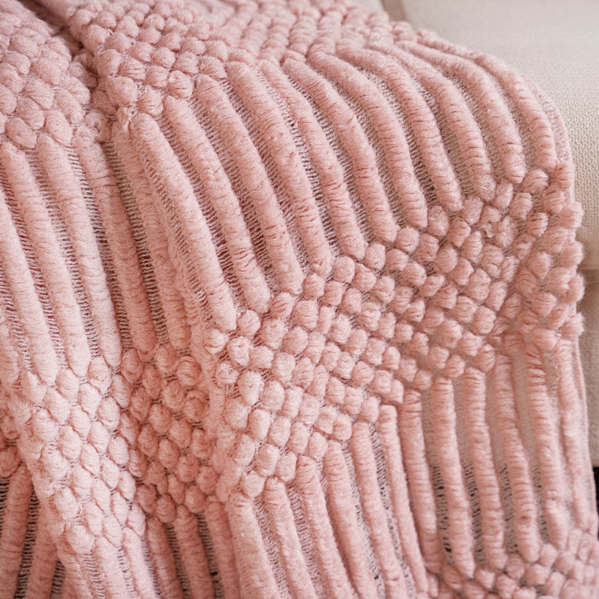 Textured Light Pink Throw Nestasia