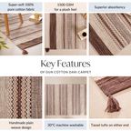 Flat Weave Zigzag Handwoven Cotton Dari Carpet 69x36 Inch Nestasia