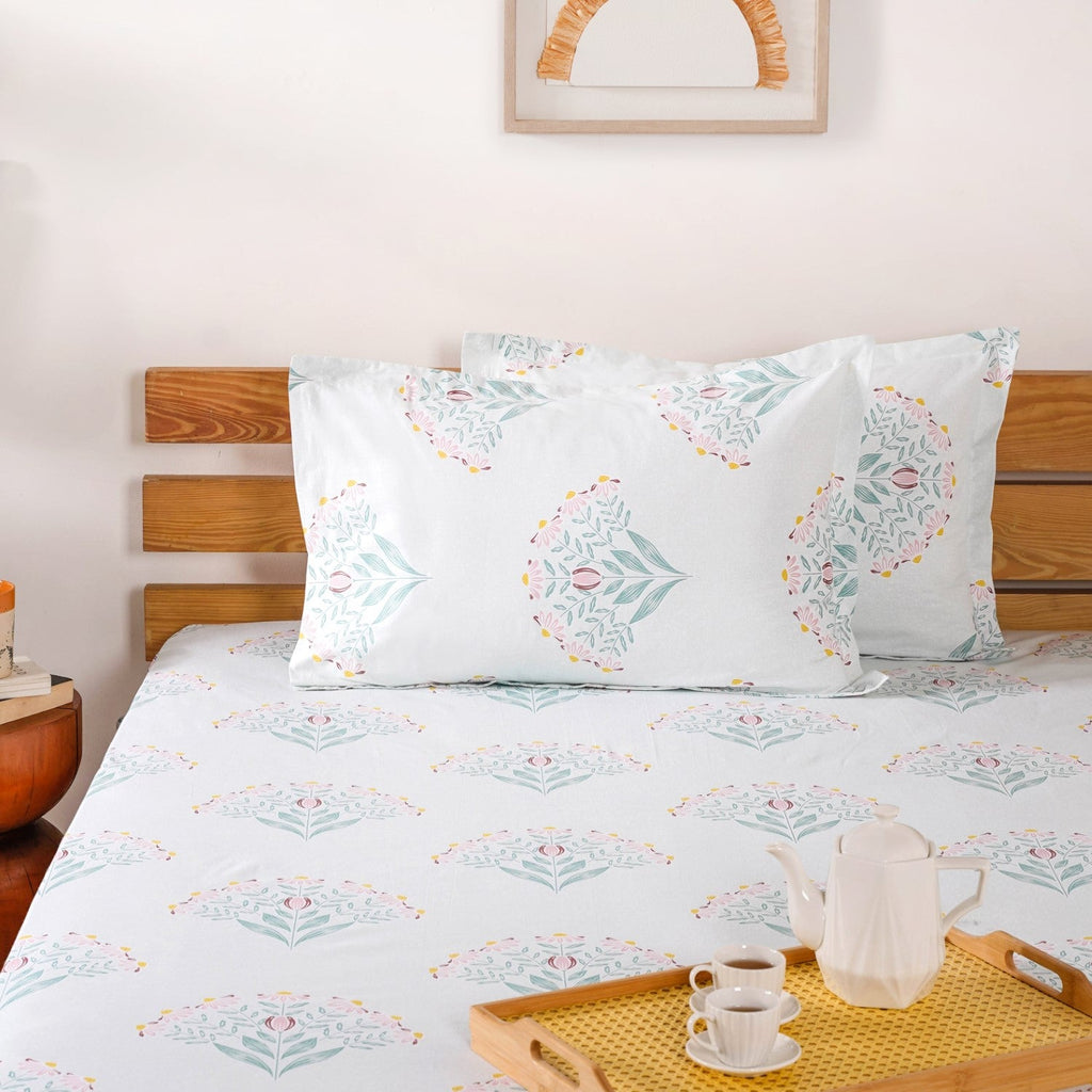 Daisy Florals King Sized Pure Cotton Bedding Set 180 TC Ultra Soft 275x275 cm Nestasia