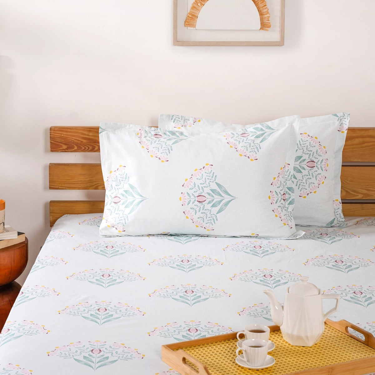 Daisy Florals King Sized Pure Cotton Bedding Set 180 TC Ultra Soft 275x275 cm Nestasia