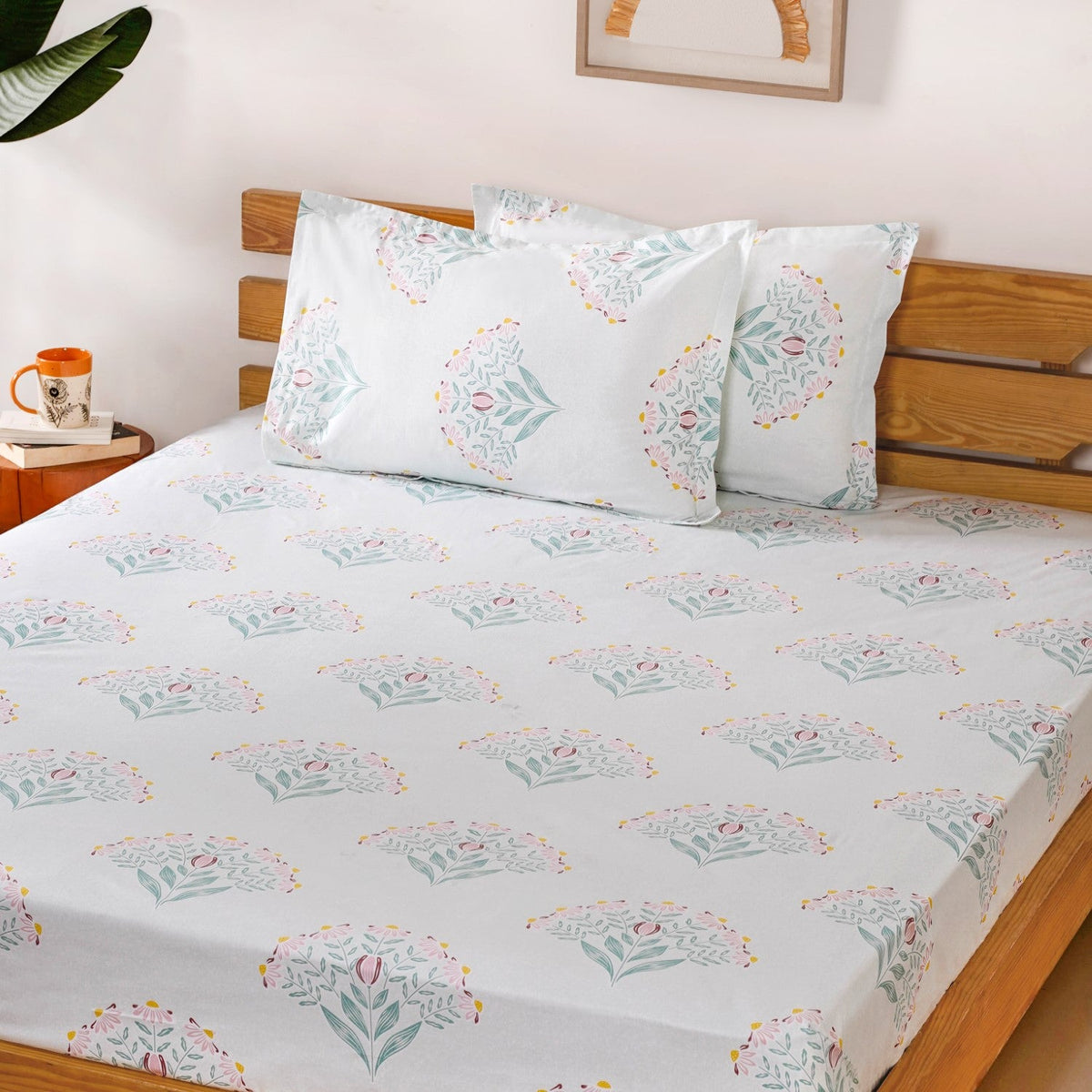 Daisy Florals King Sized Pure Cotton Bedding Set 180 TC Ultra Soft 275x275 cm Nestasia