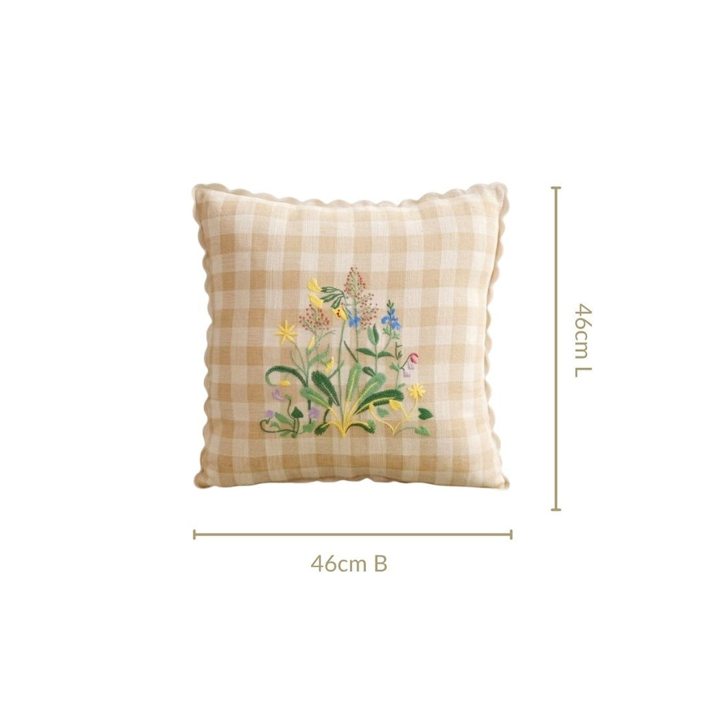 Countryside Bloom Embroidered Cushion Cover 46x46cm Nestasia