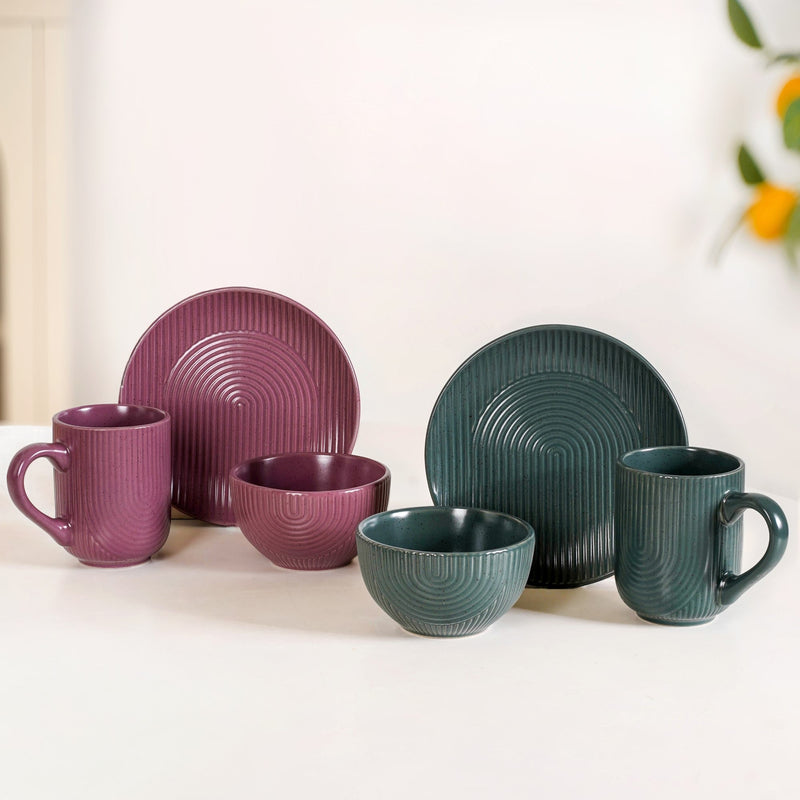 Nordic Ripple Ceramic Mug Bowl And Starter Plate Set Of 6 Nestasia