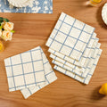 Slate Blue Grid Pure Cotton Table Napkin Set Of 6 Nestasia