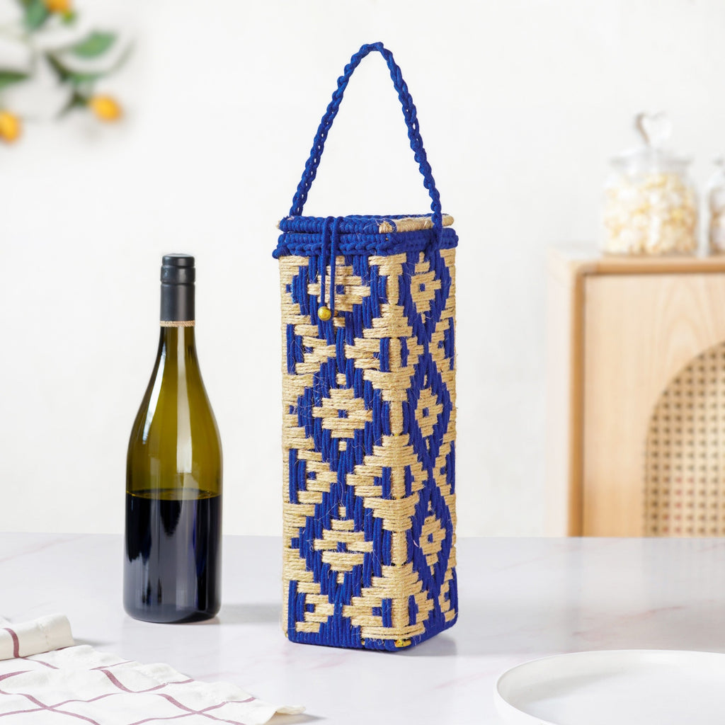 Champagne Bottle Holder Basket Blue Nestasia