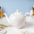 Serena White Truffle Floral Textured Teapot 1000 ml Nestasia
