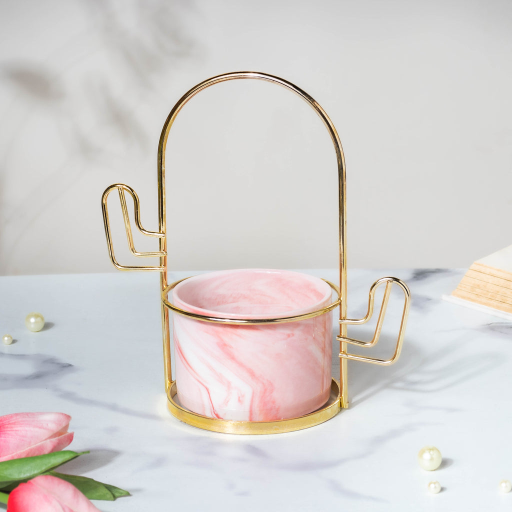 Cacti Frame Marble Ceramic Planter Pink Nestasia
