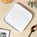 Ceramic Square Dining Plate White Nestasia