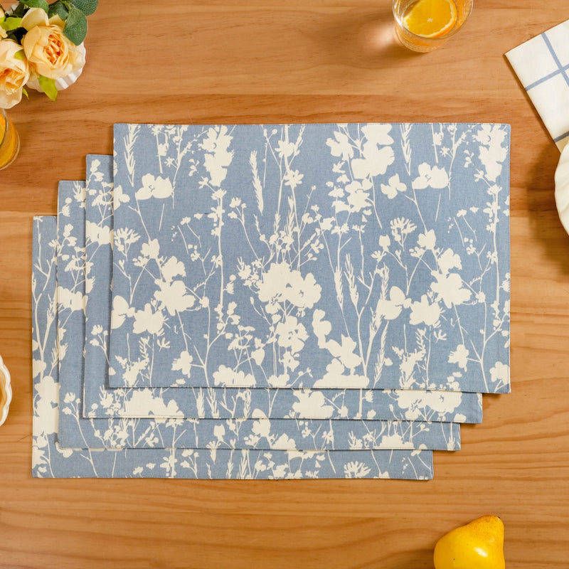 Slate Blue Pure Cotton Placemat Set Of 4 Nestasia