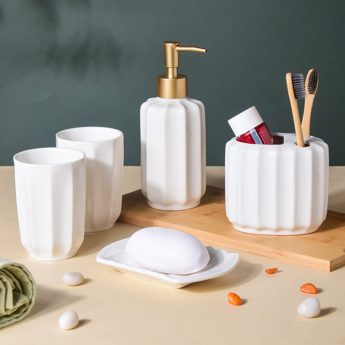 Seasalt White Bathroom Essentials Set Of 5 Nestasia