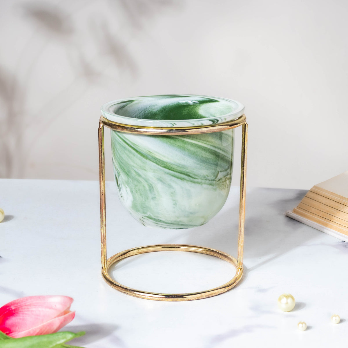 Botanica Marble Green Planter with Stand Nestasia