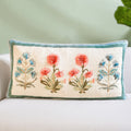 Carnation Tuft Cotton Embroidered Cushion Cover 61x36cm Nestasia
