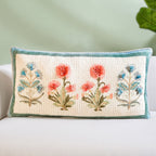 Carnation Tuft Cotton Embroidered Cushion Cover 61x36cm Nestasia