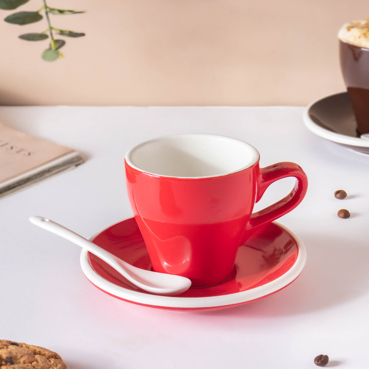 Glazed Ceramic Red Cup Set 150 ml Nestasia