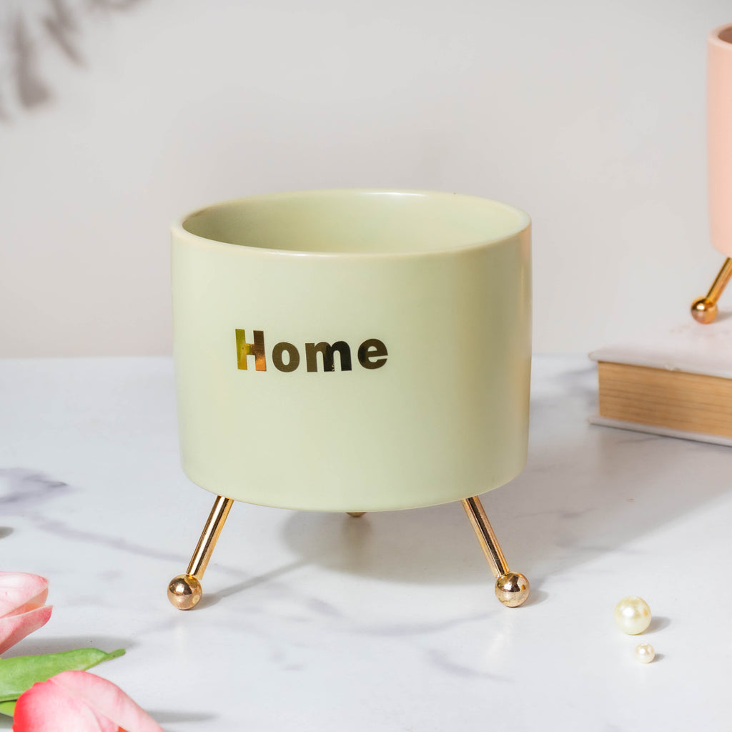 Home Ceramic Planter With Stand Green Nestasia