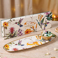 Tropical Long Metal Platter With Dip Bowl Set Of 2 In Gift Box Nestasia