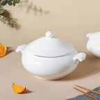 Serena Pearly White Serving Bowl With Lid Large 2.3 L Nestasia