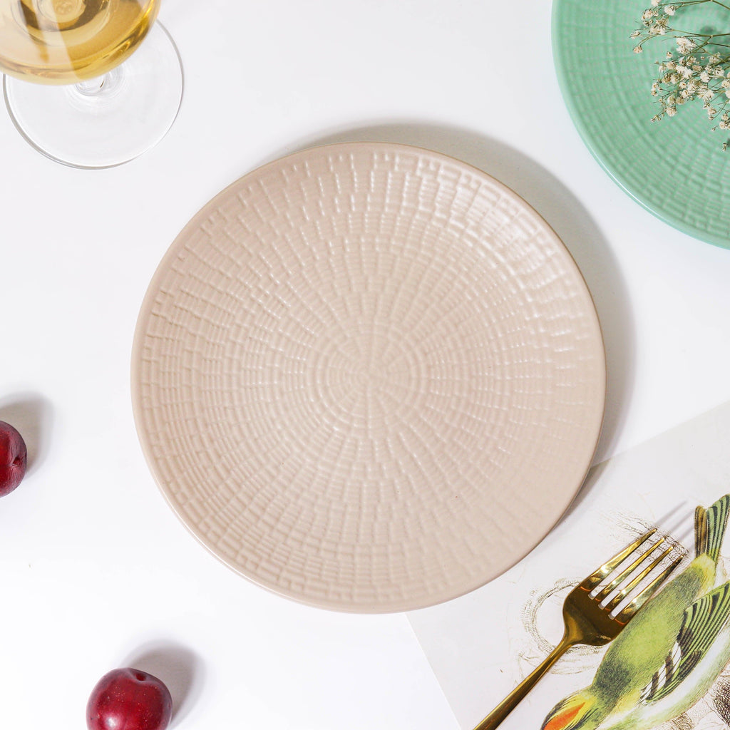 Aamirah Beige Patterned Snack Plate 8 Inch Nestasia