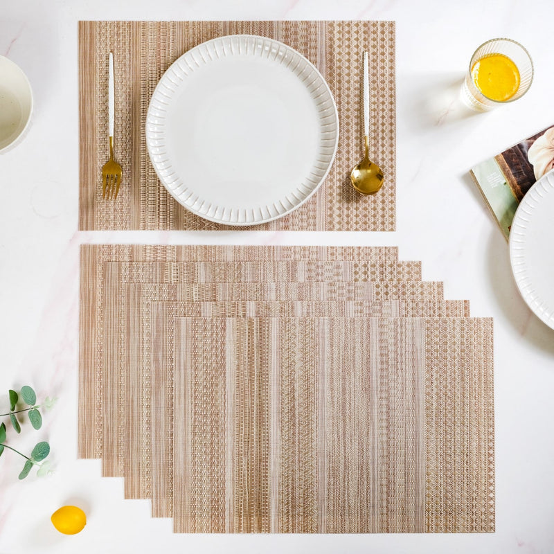 Brownish Beige Dinner Table Mat Set Of 6 Nestasia
