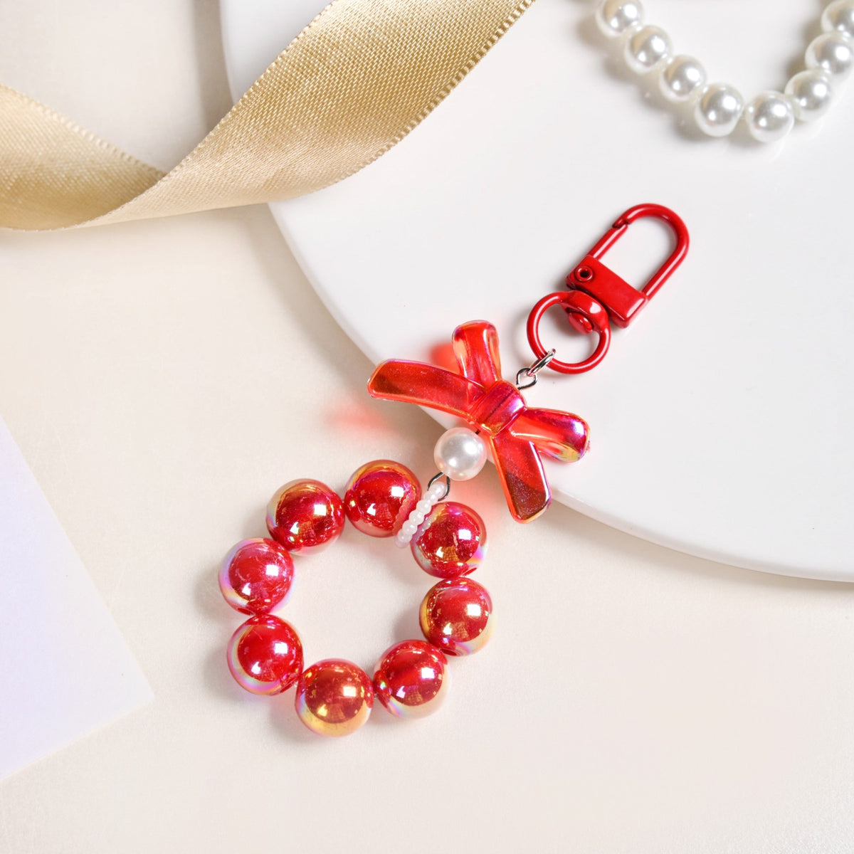 Crimson Glimmer Cute Keychain Nestasia