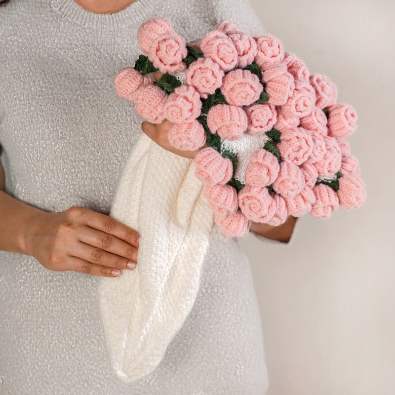 Crochet Flower Bouquet Throw Pink 80cm Nestasia