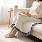 Crochet Flower Bouquet Throw Purple 80cm Nestasia