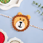 Crochet Natural Fibre Kids Lion Rakhi Gift Set Nestasia