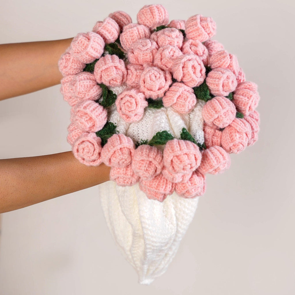 Crochet Flower Bouquet Throw Pink 80cm Nestasia
