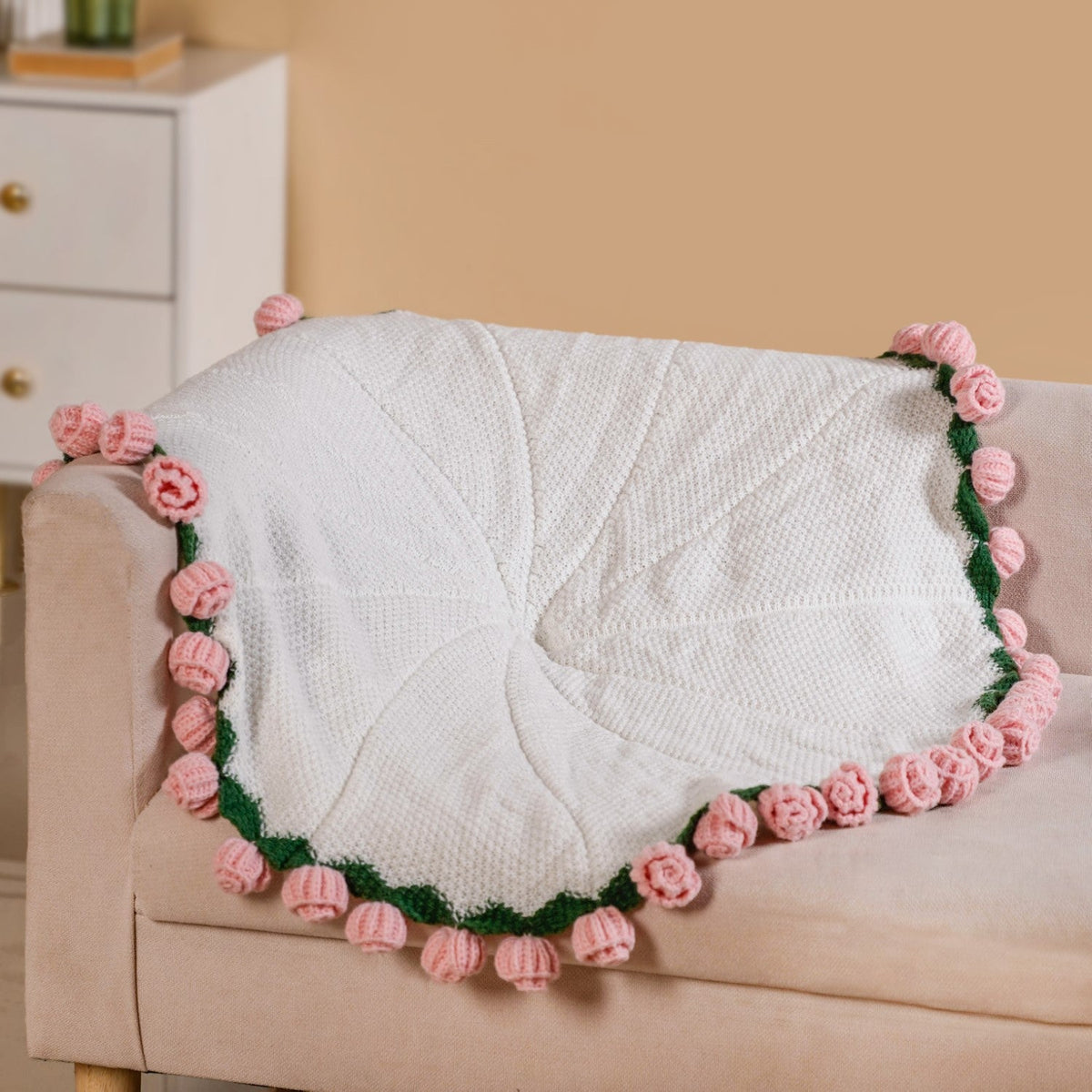 Crochet Flower Bouquet Throw Pink 80cm Nestasia