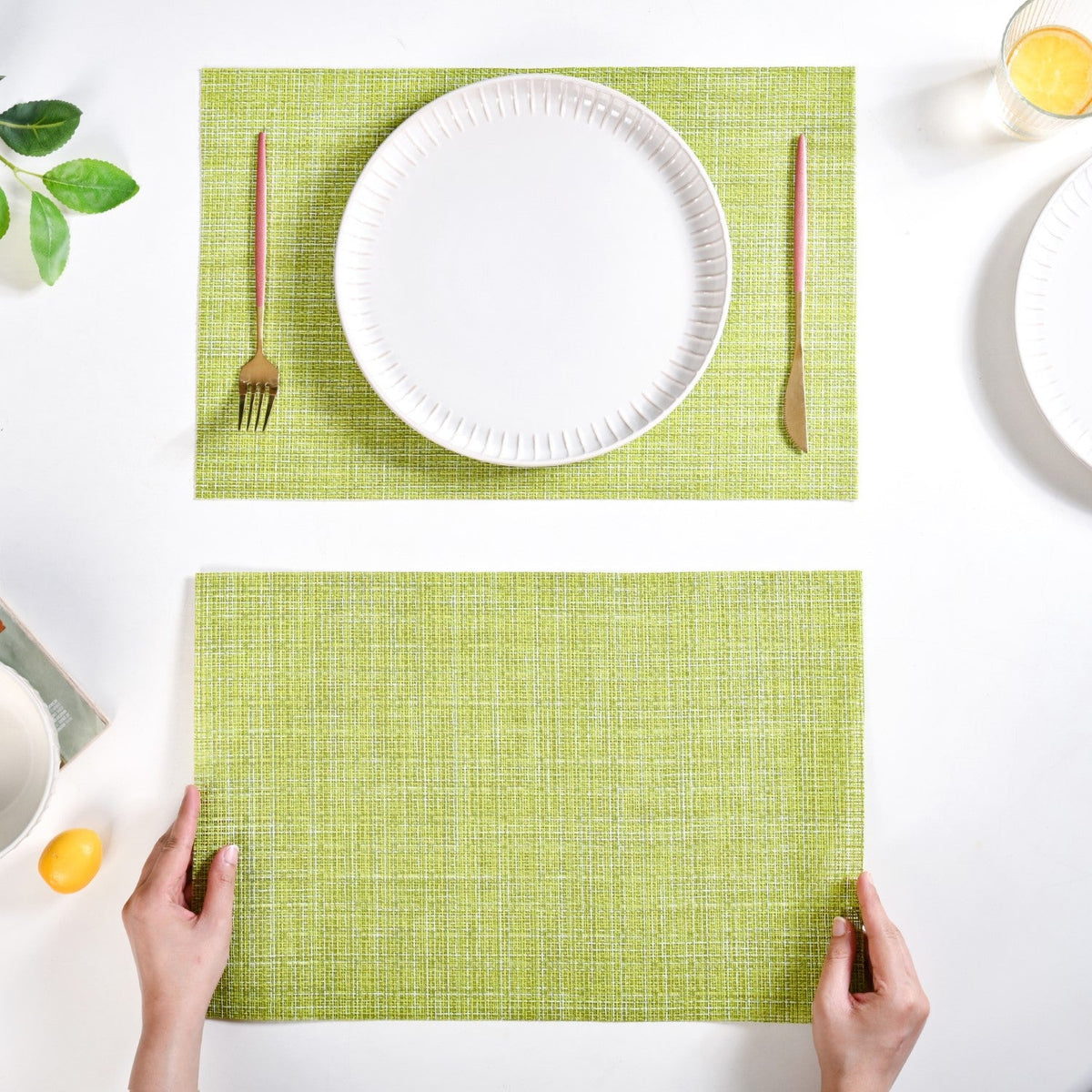 Crosshatch Green Placemat Set Of 6 Nestasia