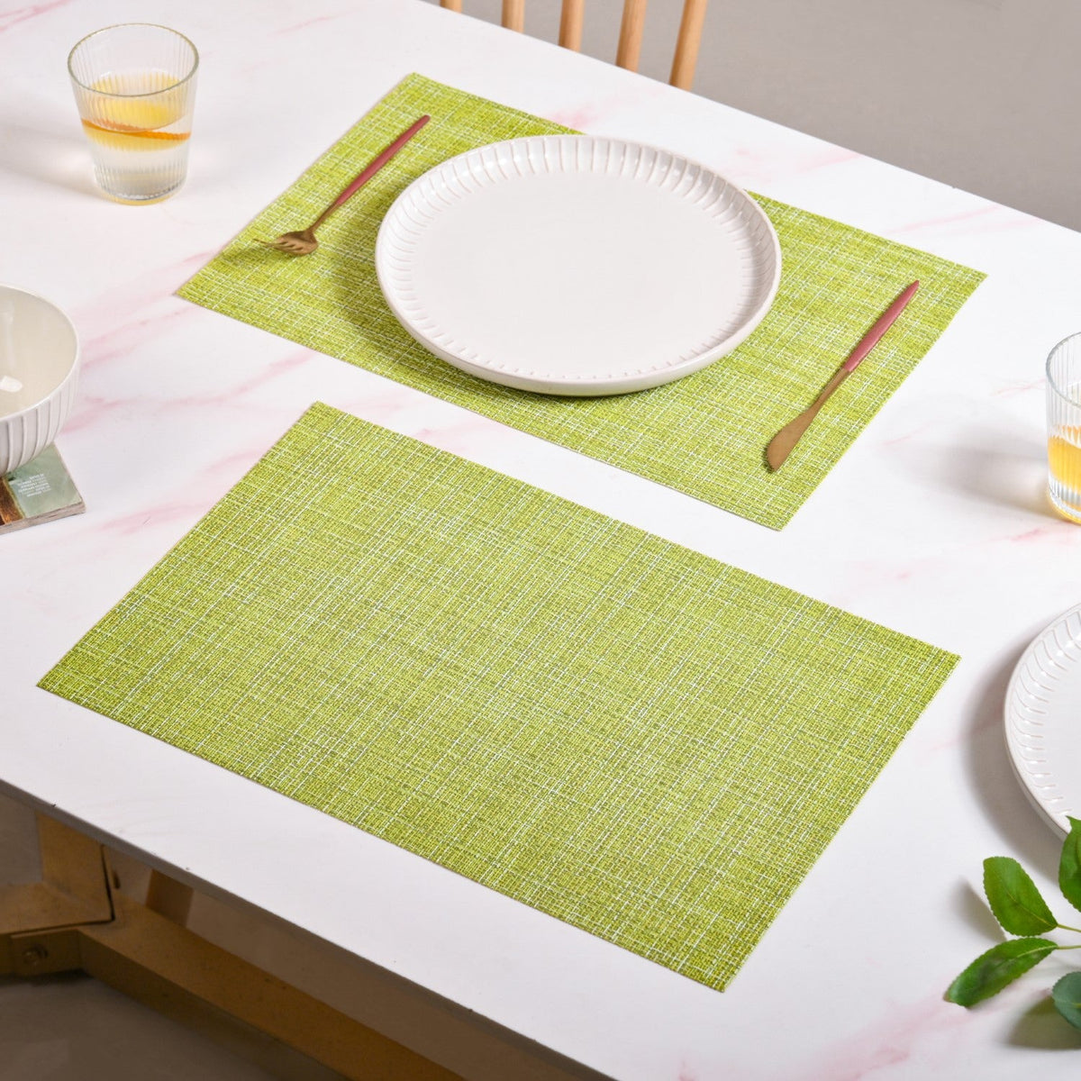 Crosshatch Green Placemat Set Of 6 Nestasia