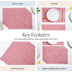 Crosshatch Red Placemat Set Of 6 Nestasia