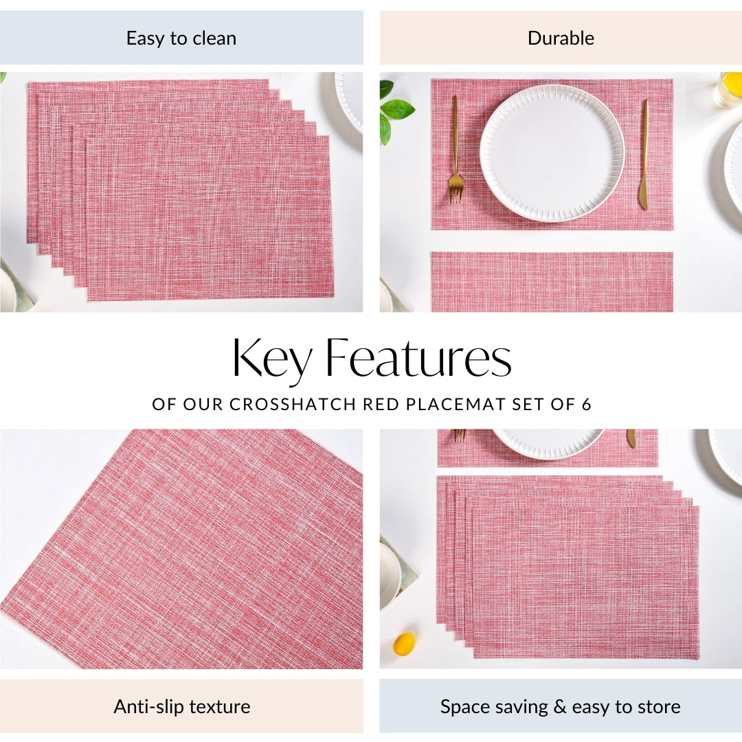 Crosshatch Red Placemat Set Of 6 Nestasia