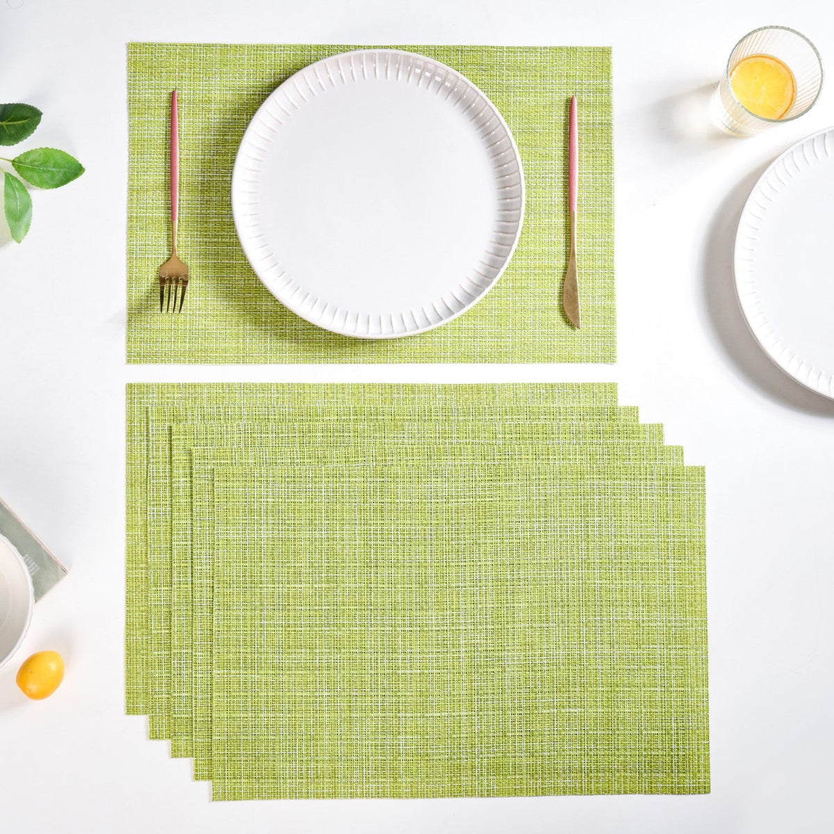 Crosshatch Green Placemat Set Of 6 Nestasia