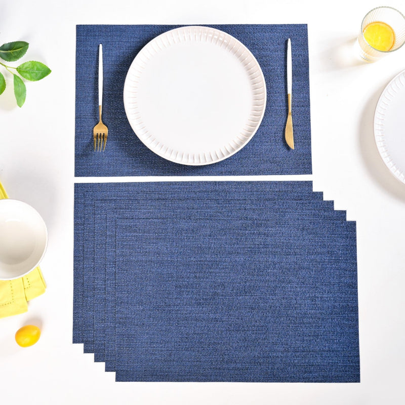 Crosshatch Midnight Blue Placemat Set Of 6 Nestasia