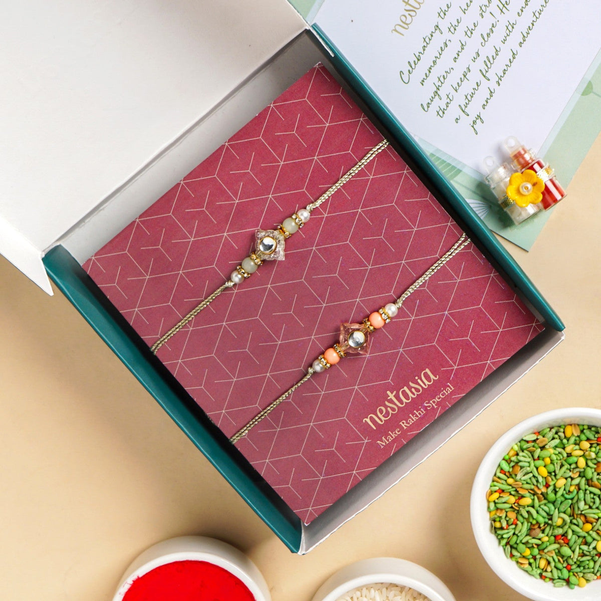 Crystal Simplistic Rakhi Gift Set Nestasia
