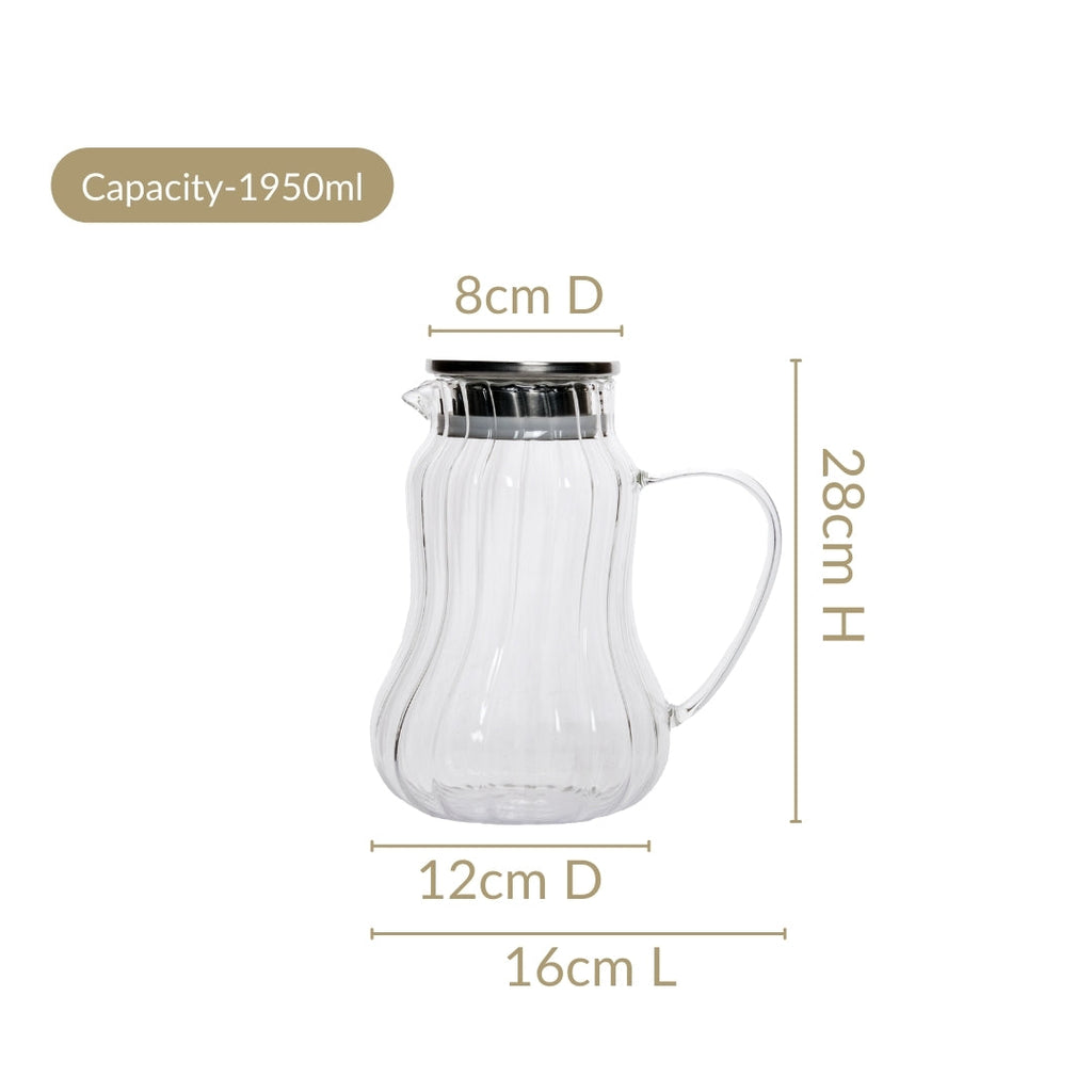 Tall Borosilicate Glass Jug 1950ml Nestasia